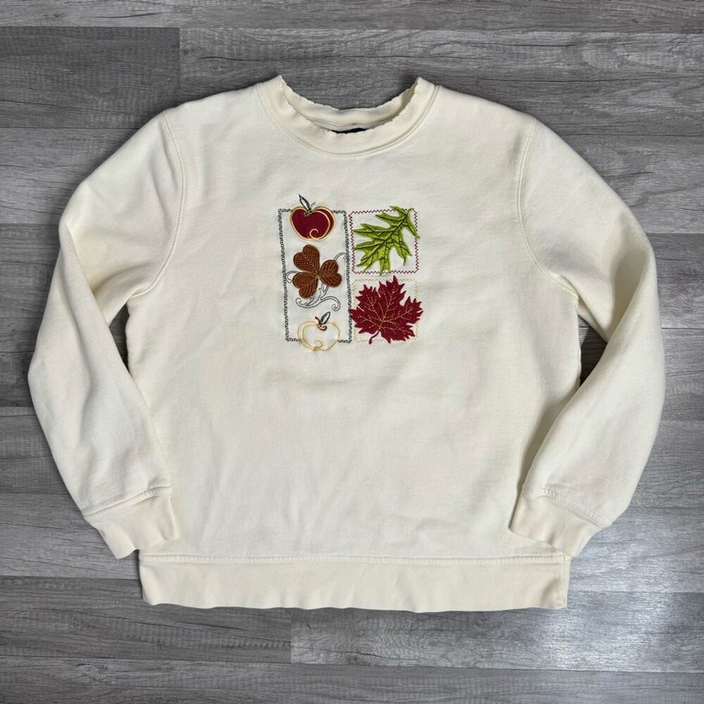 Vintage Fall Crewneck Sweatshirt Apples & Leaves Size Small - Picture 3 of 7